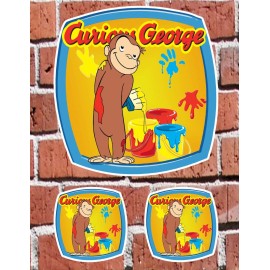 Unbranded CURIOUS GEORGE ART 7" and 3" DECAL STICKERS for HOME, SCHOOL, AUTO, SKATE