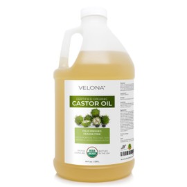 velona USDA Certified Organic Castor Oil - 64 fl oz | For Hair, Boost Eyelashes, Eyebrows | Cold pressed, Natural Oil, USP Grade | Hexane Free