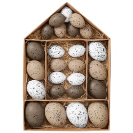 Victor's Workshop 25 x Easter Eggs for Hanging, Coloured Artificial Easter Eggs for Easter Decoration, Easter Bouquet, Easter Baskets, Spring Decoration, Brown