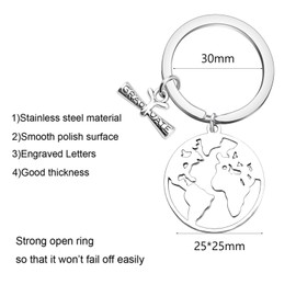 World Map Graduation Keychain Long Distance Relationship Jewelry Friendship Gift (World Map Graduation Keychain)
