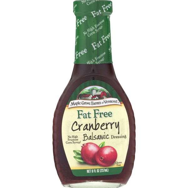 Maple Grove Farms Fat Free Salad Dressing, Cranberry Balsamic, 8 Ounce