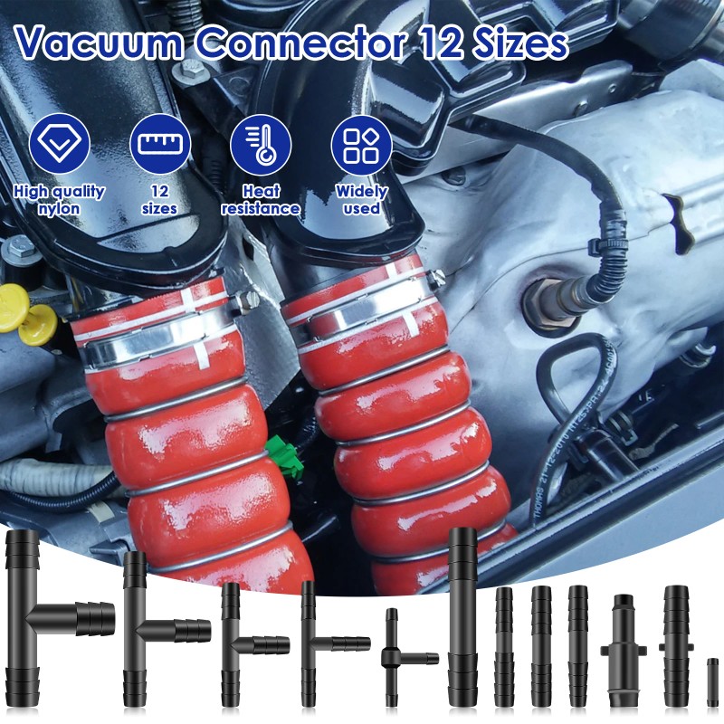 128 Pcs Vacuum Connector Assortment – Plastic Hose Joiner Tee