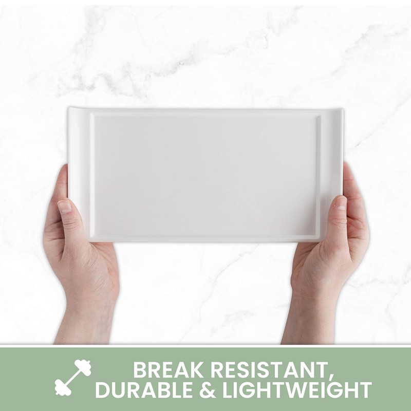 4 Plates + 2 Sauce Dishes - Rectangular Dinner Plate