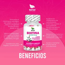 Biotina, 300 Cápsulas (3 Frascos 100 Cap C/u), Cabello, Piel y Uñas, 1 sola cápsula al día