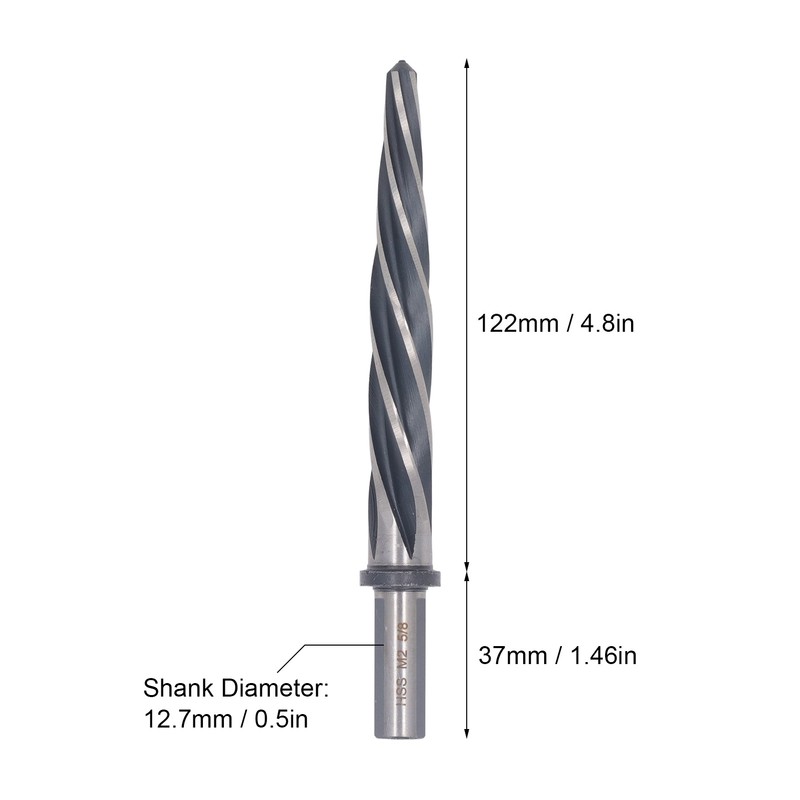 Construction Reamer 5 Flute 5/8in 12.7mm Diameter Round Shank Spiral