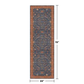 Navy Blue Runner Rug 2x6 for Kitchen, Hallway, Mudroom, Laundry Room, Bathroom, Washable Non Slip Non Skid Rubber Backing Low Pile Stain Resistance