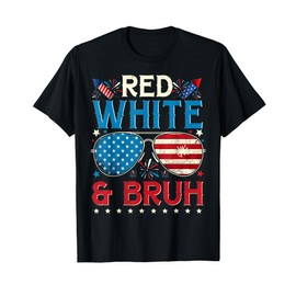 Red White And Bruh 4th Of July Boys Patriotic Teens Kids T-Shirt