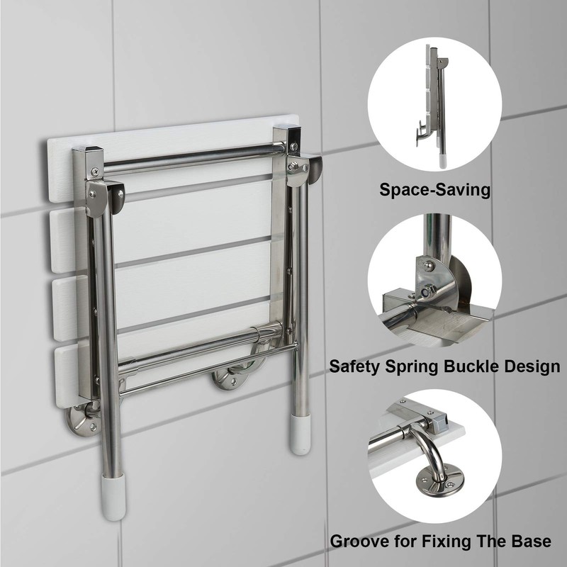 JCWANGDEFU Folding Shower Seat Wall Mounted Bathroom Bathtub Safety Stool