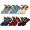 Unisex Autumn/Winter Warm Home Slipper Floor Socks Set 26cm (Size 40-42 - M) / Jacquard Floor Socks - Black 3ea