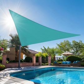ECOOPTS 7'x15'x17' HDPE Sun Shade Sail Right Triangle Canopy Shades for Outdoor Patio Pergola Cover Blockage 95% UV Resistant(Turquoise)