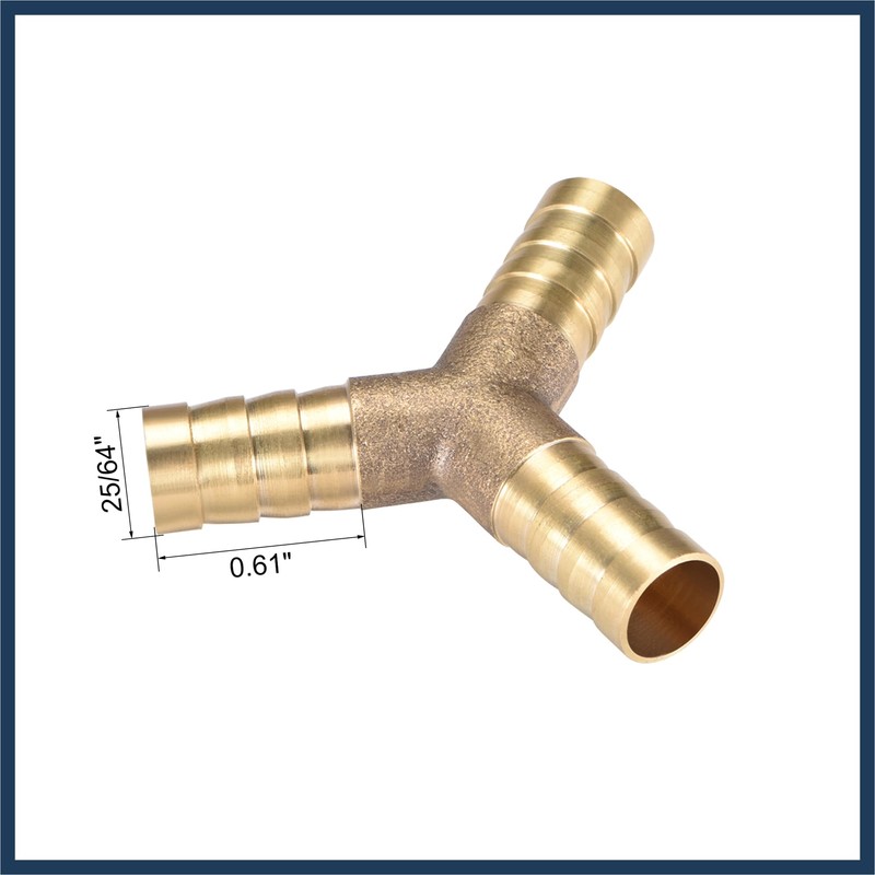 INFINAUTO 10mm 3/8" ID Brass Barb Splicer Fitting Y-Shaped 3