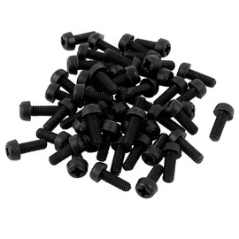 Sourcingmap M3 x 8mm Nylon Phillips Cross Pan Head Machine Screws Black 50 PCS
