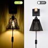 Sunnyin Plug in Wall Sconces Set of 2,Forest Tree Black
