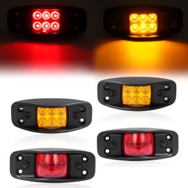 HECASA 4Pcs LED Side Marker Lights Compatible with HMMWV, 2 1/2 Ton and 5 Ton Military Trucks 12V Turn Signal Parking Lamp Plastic 2Pcs Front Amber & 2Pcs Rear Red Lens
