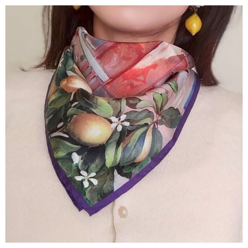 Massimo Ravinale Silk Scarf, Oval 53 Square, 100% Silk, Made