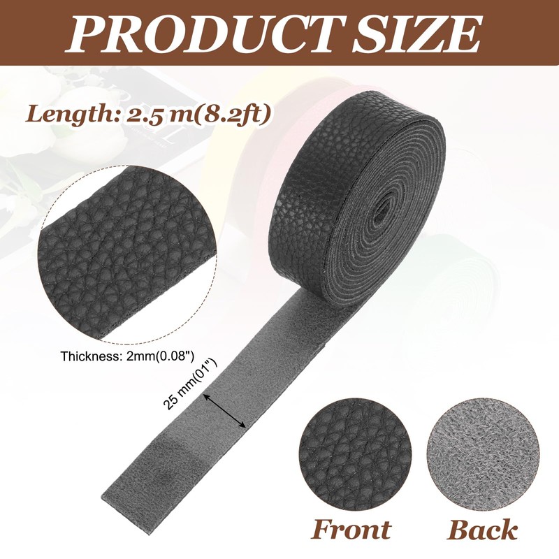 sourcing map Faux Leather Strap, 1" Width x 98" Long