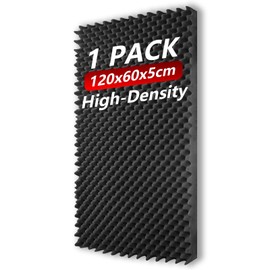 TOUO Acoustic Foam, 120 x 60 x 5 cm, Soundproof Foam Panels, Fireproof Egg Crate Panels for Studio, Office, Home Theater, Noise and Echo Control, 1 Pack