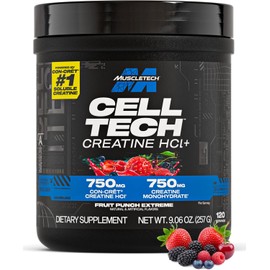 MuscleTech Cell-Tech Creactor - Creatine HCl Formula - Muscle Builder for Men & Women - Creatine HCl + Free-Acid Creatine Supplements - Fruit Punch Extreme, 120 Servings