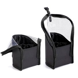 Yauhar Travel High Capacity Makeup Brush Bag, PU Leather Stand-Up Make Up Tools Organizer Holder, Transparent Dust-Proof Cosmetic Bags Pouch for Artist Women and Girls