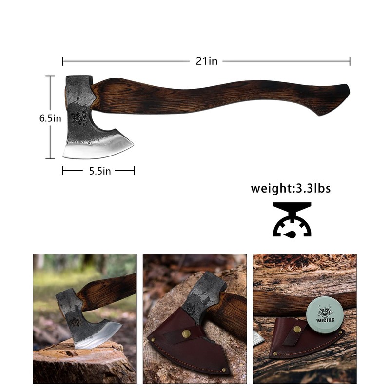 WICING Camping Axe - 21 inches Chopping Axe for Wood