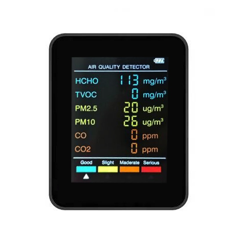 6 In 1 PM2.5 PM10 HCHO TVOC CO CO2 Multifunctional