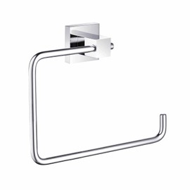 KIBI Cube Bath Hand Towel Ring, Modern Bathroom Towel Holder, Solid Brass Wall Mounted Bathroom Towel Ring (Chrome) (KBA1506)
