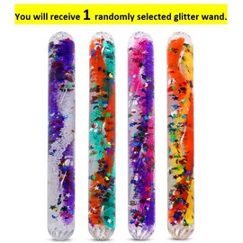 Playlearn 5” Spiral Glitter Wand - 1 Random Color - Double Width - Sensory Wands for Kids - Glitter Tube Wonder Wand - Calming Toys