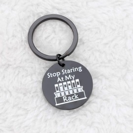 Funny Lab Week Lab Tech Gift Laboratory Technician Key Ring Stop Staring at My Rack for Medical Technologist Med Techs (Lab Tech Black Keychain)