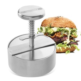 FMProfessional Burger press for delicious hamburgers by Fackelmann - hamburger press with 100 g - 400 g patty - stainless steel press for tasty burgers
