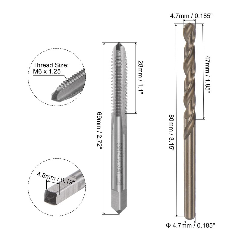 sourcing map Tap & Bit Sets, M6 x 1.25 H2