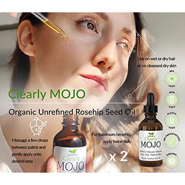 Clearly MOJO de Isabella Aceite de Rosa Mosqueta Orgnico 100 Puro, Prensado en Fro, Sin Hexano  Hidratante Natural para Rostro, Cabello, Uas y...     
