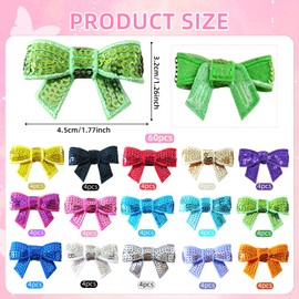 JHGCVX 60 Pcs Bow Iron on Patches，Mini Colorful Bow Embroidered Patch for Bags,Hat,T-Shirts,Jackets,Jeans DIY Accessory,Sewing Craft Decoration