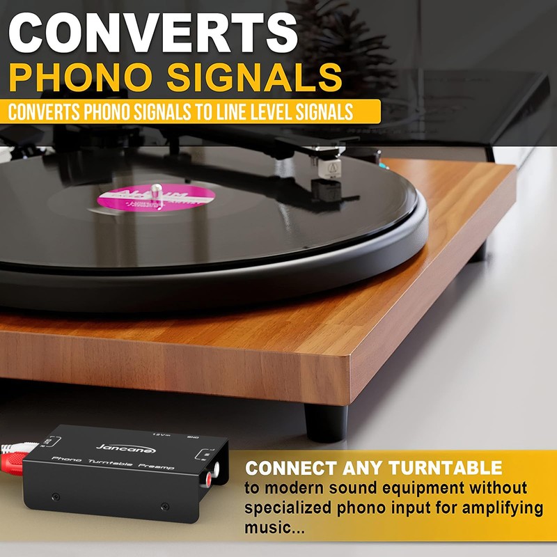 Phono Turntable Preamp, Phonograph Preamplifier with RCA Input, RCA/TRS Output,
