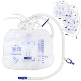 5 Pack Urinary Drainage Bag with Anti-Reflux Chamber, 2000ml Professional Adult Urine Bags for Home and Hospital Use -Catheter Bags