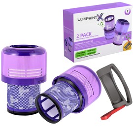 Dyson V15 Filter, 2-Pack Premium True HEPA Replacement Filters for Dyson V15, V15 Absolute/Submarine, V11 Animal, V11 Completed, V11 Absolute, V11 Filter with On/Off Button Clamp, Part no. 970013-02