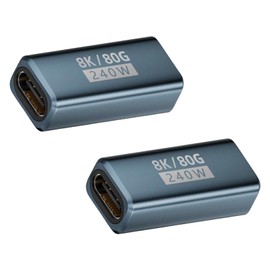 Poyiccot USB C Female Female Relay Adapter, 240W/48V/5A Super Fast Charging, USB C Female [80Gbps High Speed Transmission and 8K @ 60Hz Video Output] USB Type C Extension Adapter, Thunderbolt 5/4