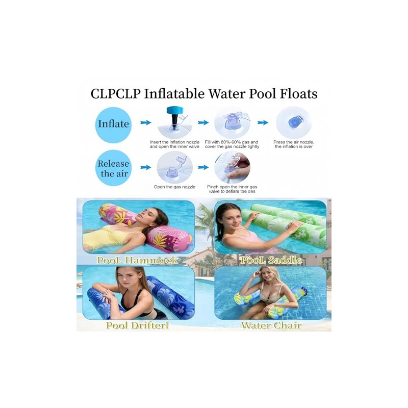 Inflatable Pool Floats Adult，5 Pack Multi-Purpose Pool Float Water Hammock，Pool