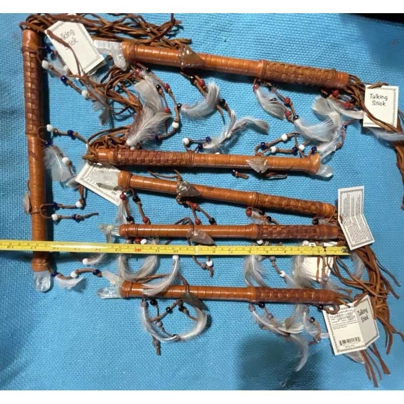 1 ONE Navajo talking stick 14" w/dangle beads & Stone