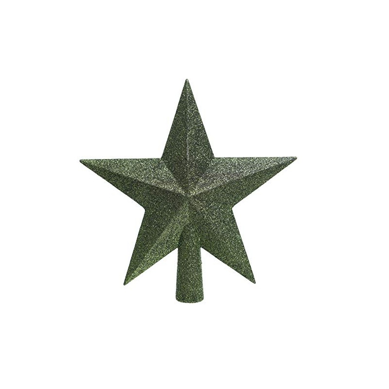 Pine Green Christmas Tree Star Topper Plastic Green Glitter Tree