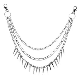 Chain For Pants, Mabor Layered Pants Chain Silver Goth Biker Wallet Chains Punk Rivet Tassel Jeans Accessories for Women and Men(1 Pcs)