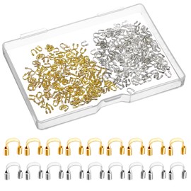 800PCS Wire Guardians for Jewelry Making, Brass Wire Guardian, Wire Guards for Jewelry Making U Shape Wire Guard Loops for Earring Jewelry Bracelet DIY Crafts Making (Gold Silver)