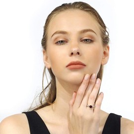 Belinda Jewelz Womens Real Solid 925 Sterling Silver 7 mm Round Shape Prong Setting Gemstone Sparkling Classic Accessory Fine Jewelry Engagement Wedding Band Ring, 1.3 Carat Created Ruby Red, Size 7