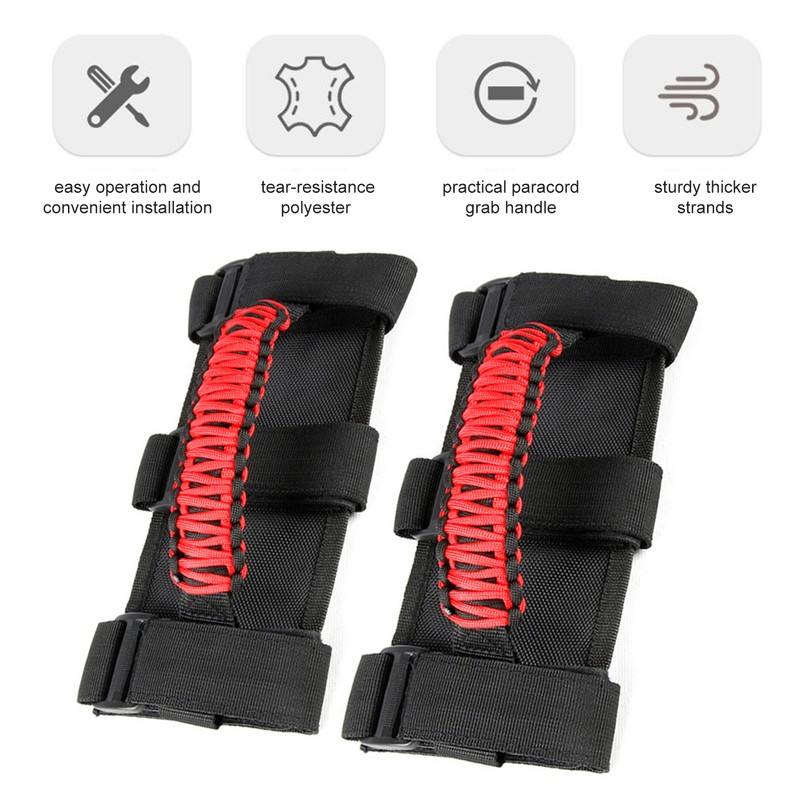 Car Roll Bar Paracord Grab Handles Grip Handles with 3