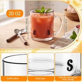 Domensi Monogram Letter S Icon Juice Glass 14oz Drinking Cup with Mirror Initial S 3D Pattern Custom Monogram Sister Gifts Old Fashioned Iconic Glass for Her Sister Women Holiday Party Party Supply