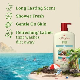 Old Spice Fresher Body Wash for Men, Fiji with Palm Tree Scent, 30 fl oz (Pack of 4)