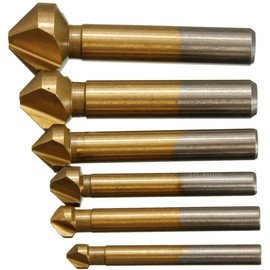 Countersink Drill Bit M35 Set, MALAYAS HSS 3 Flutes 90 Degrees Chamfering Tool Cobalt-plated Ø 6.3-20.5 mm Countersink and Deburrer Set for Stainless Steel, Aluminium Metal and Wood