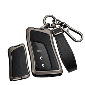 TECART ES300h ES250 LS500h LS500 NX350 NX350h NX350h NX450h+ ES200 Smart Key Case Remote Control Key Aluminum Alloy Genuine Leather, Black