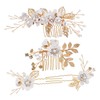 VICASKY 1set Flower Hair Combs and Rhinestone Hairpins Set U-shaped