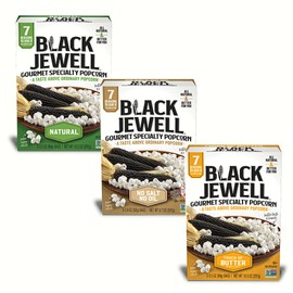 Black Jewell Gourmet Microwave Popcorn Variety Pack with Natural, No Salt No Oil, and Touch of Butter (Pack of 3)