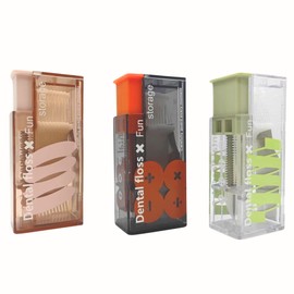 3 PCs and 3 Colors Family Pack Refillable Floss Pick Dispenser & Floss Pick Holder - with 30 Floss Picks, Perfectly Cool Dental Floss Dispenser for a Fresh Smile